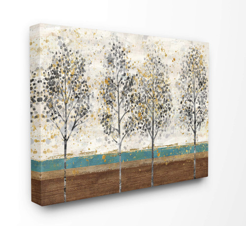 Stupell Industries Tree Abstract Gold Blue Landscape Painting Canvas Wall Art, 24 x 30, Design by Artist Main Line Studio