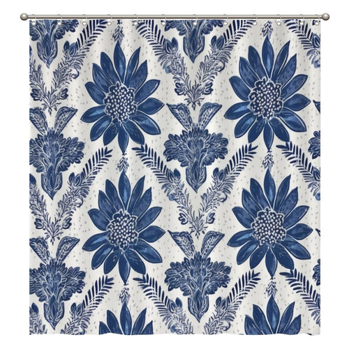 72x80 Inch Shower Curtains Indigo Blue Trellis Waterproof Fabric Shower Curtain Polyester Fabric with Hooks, Bathroom Curtain Decor, Shower Curtain Sets Machine Washable 72x80 Inch Shower Curtains Indigo Blue Trellis Waterproof Fabric Shower Curtain Polyester Fabric with Hooks, Bathroom Curtain Decor, Shower Curtain Sets Machine Washable