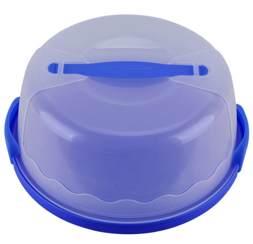 HelloCupcake Portable Carrier / Storage Container - 10.4in Diameter (Inside Cover), Translucent Dome - Perfect for Transporting Cakes, Cupcakes, Pies, or Other Desserts (Blue)