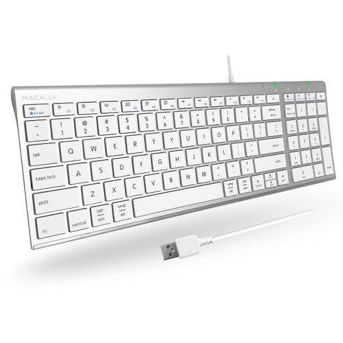 Macally Keyboard for Mac and Windows, Apple Wired Keyboard Compatible - Slim, Space-Saving Design USB Keyboard with Numeric Keypad - Budget-Friendly Laptop, MacBook, iMac Keyboard Replacement