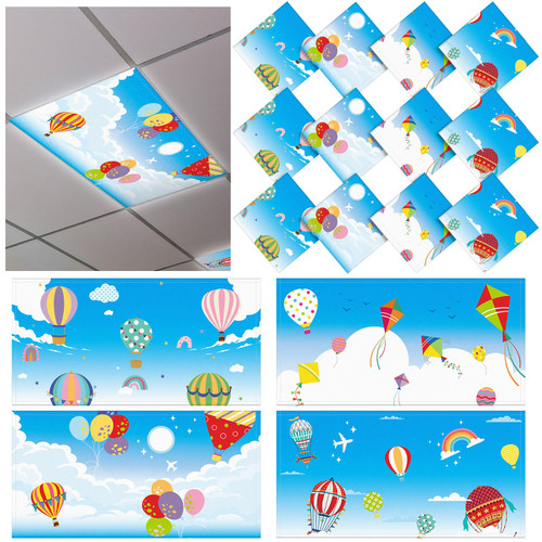 Fluorescent Light Cover for Classroom 4 x 2 ft Classroom Light Covers Magnetic Blue Sky Fluorescent Light Cover for Ceiling Lights Filters Light Diffusers for Classroom Office Home Decor (4 Pcs)