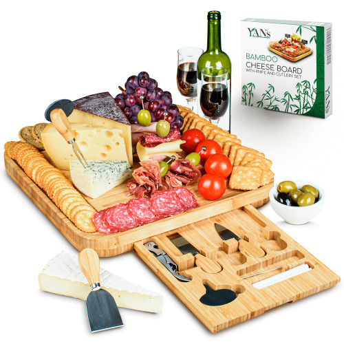YAN's Bamboo Cheese Boards Charcuterie Boards Gift Set - Large Charcuterie Board Set - Charcuterie Tray - House Warming Gifts New Home, Marriage Gifts for Couple, Wedding, Bridal Shower Gift YAN's Bamboo Cheese Boards Charcuterie Boards Gift Set - Large Charcuterie Board Set - Charcuterie Tray - House Warming Gifts New Home, Marriage Gifts for Couple, Wedding, Bridal Shower Gift