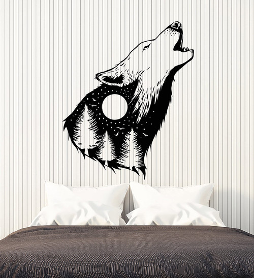 Vinyl Wall Decal Abstract Howling Wolf Head Night Moon Stickers Mural Large Decor (g6048) Black Vinyl Wall Decal Abstract Howling Wolf Head Night Moon Stickers Mural Large Decor (g6048) Black