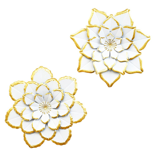 Remenna Metal Flower Wall Decor 13.5" Metal Floral Home Decoration for Bedroom, Living Room, Bathroom, Kitchen, Wall Sculptures Outdoor Metal Wall Art, Set of 2 (white) Remenna Metal Flower Wall Decor 13.5" Metal Floral Home Decoration for Bedroom, Living Room, Bathroom, Kitchen, Wall Sculptures Outdoor Metal Wall Art, Set of 2 (white)