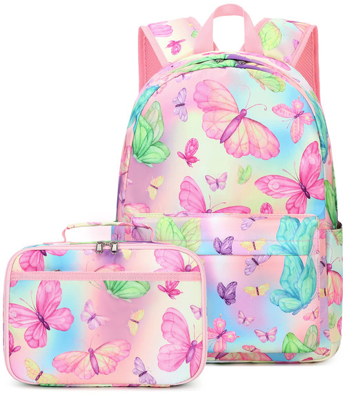 CAMTOP Backpack for Girls Kids School Backpack with Lunch Box Preschool Kindergarten BookBag Set(Butterfly Book bag)