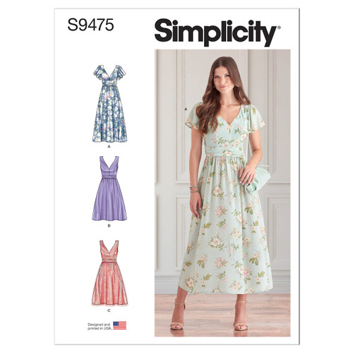 Simplicity Misses' Dress Sewing Pattern Kit, Code S9475, Sizes 6-8-10-12-14, Multicolor