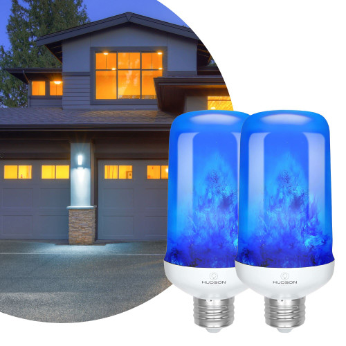 Hudson Blue LED Flame Effect Light Bulbs with 4 Mode Upside Down Effect - 3W Flicker Flame Light Bulb E26/E27 Base (2 Pack) - Flickering Light Bulb Blue Fire Light Flame Bulb for Indoor/Outdoor/Home Hudson Blue LED Flame Effect Light Bulbs with 4 Mode Upside Down Effect - 3W Flicker Flame Light Bulb E26/E27 Base (2 Pack) - Flickering Light Bulb Blue Fire Light Flame Bulb for Indoor/Outdoor/Home