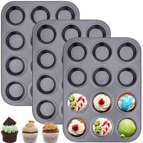 Cezoyx 4 Pack Nonstick Muffin Pan, 12 Cup Carbon Steel Cupcake Pan Muffin Baking Pan for Making Muffins or Cupcakes