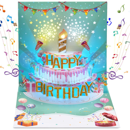 VIVIKEN Musical Birthday Cards, 3D Pop Up LIGHT Blowable Cake Happy Birthday Cards with Music and Cheers Sound, Funny Popup Greeting Card Birthday Gifts for Kids, Women, Men, Daughter, Mom VIVIKEN Musical Birthday Cards, 3D Pop Up LIGHT Blowable Cake Happy Birthday Cards with Music and Cheers Sound, Funny Popup Greeting Card Birthday Gifts for Kids, Women, Men, Daughter, Mom