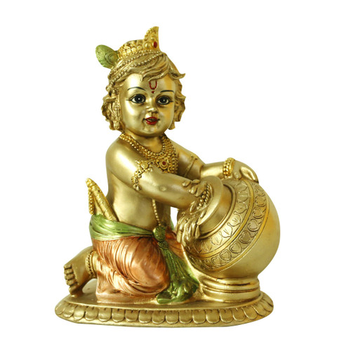 Hindu Lord Baby Krishna Statue - Indian Idol Krishna Figurines for Home Mandir Temple Pooja - India Murti Buddha Sculpture Religious Items