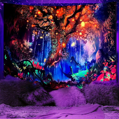 Leanhome Blacklight Tapestry for Bedroom Aesthetic,Fairy Forest Tapestries for Living Room Dorm Decor Nature Plant Boho Wall Tapestry Tree of Life Tapestry Mushroom Posters UV Reactive Glow in the Dark Party Backdrop (59.1 x 82.7 in) Leanhome Blacklight Tapestry for Bedroom Aesthetic,Fairy Forest Tapestries for Living Room Dorm Decor Nature Plant Boho Wall Tapestry Tree of Life Tapestry Mushroom Posters UV Reactive Glow in the Dark Party Backdrop (59.1 x 82.7 in)