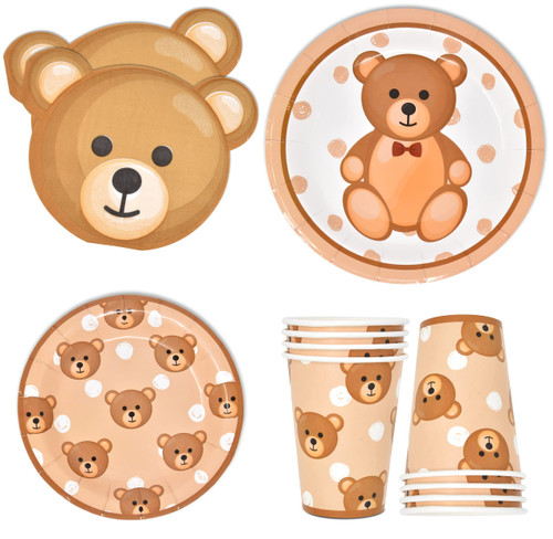 Brown Teddy Bear Party Supplies Tableware Set 24 9" Paper Plates 24 7" Plates 24 9 Oz Cups 24 Lunch Napkins for Bears Baby Shower Gender Reveal Neutral Boy Girl Birthday Disposable Dinnerware Decor Brown Teddy Bear Party Supplies Tableware Set 24 9" Paper Plates 24 7" Plates 24 9 Oz Cups 24 Lunch Napkins for Bears Baby Shower Gender Reveal Neutral Boy Girl Birthday Disposable Dinnerware Decor