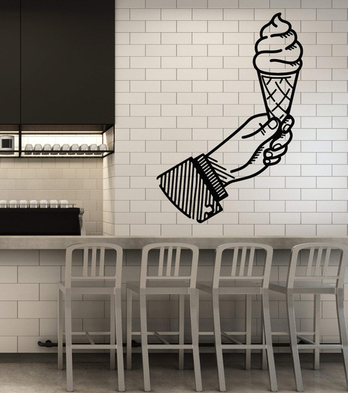 Vinyl Wall Decal Tasty Ice Cream Waffle Truck Art Dessert Kitchen Stickers Mural Large Decor (g2804) Black Vinyl Wall Decal Tasty Ice Cream Waffle Truck Art Dessert Kitchen Stickers Mural Large Decor (g2804) Black