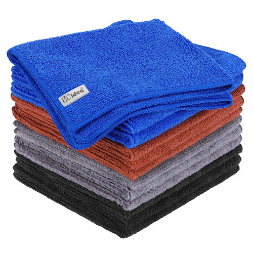 CCidea 12 Pack Microfiber Cleaning Cloth, Reusable Cleaning Rags Kitchen Dish Towels Set, Soft Lint Free Cleaning Rags for House, Bathroom, Car Care (12x12 inch-A)