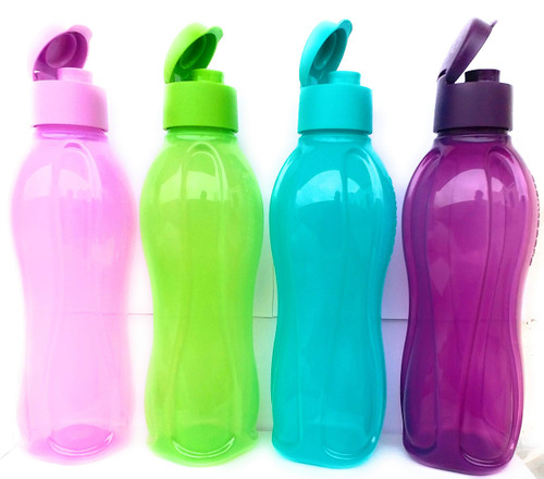 Tupperware New Aquasafe 1 litre fliptop bottles, Set of 4