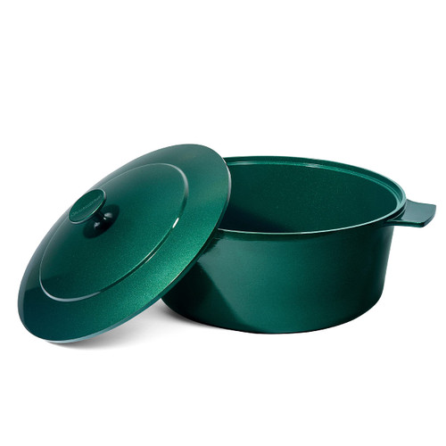 Granitestone Dutch Oven, 5 Quart Ultra Nonstick Enameled Lightweight Aluminum Dutch Oven Pot with Lid, Round 5 Qt. Stock Pot, Dishwasher & Oven Safe, Induction Capable, 100% PFOA Free, Emerald Green