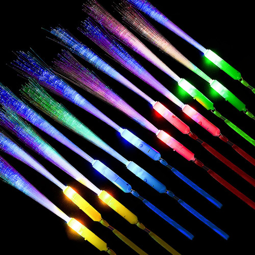 36 Pieces Fiber Optic Wand Glow Sticks, LED Wands Fiber Optic Wands Light up Wands, Flashing Led Glow Sticks Flashing Fiber Optic Wand Light up Stick for Party Favors, Colorful, Battery Operated