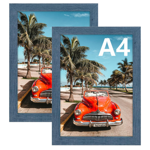 AUEAR, A4 Picture Frame Blue Set of 2, 8.3x11.7 Frame Wall Mounted Horizontal And Vertical