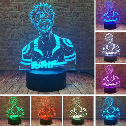 Fanrui Manga Anime Figure - Yuji Itadori Ryomen Sukuna 3D LED Lamp - RGB Smart 16 Colors Change Neon Night Lights - Boys Bedroom Table Decor - Child Kids Manga Birthday Xmas Holiday Party Gifts