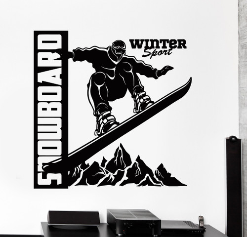 WallStickers4ever Large Wall Vinyl Decal Snowboard Mountains Winter Extreme Sport Home Interior Decor z4224 White WallStickers4ever Large Wall Vinyl Decal Snowboard Mountains Winter Extreme Sport Home Interior Decor z4224 White