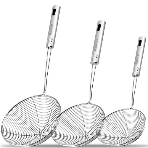 Anaeat Stainless Steel Spider Strainer Skimmer, Set of 3 Professional Kitchen Pasta Strainer Spoon with Long Handle - Asian Strainer Ladle Wire Skimmer Spoons for Cooking and Frying (4.5"+5.3"+6.1") Anaeat Stainless Steel Spider Strainer Skimmer, Set of 3 Professional Kitchen Pasta Strainer Spoon with Long Handle - Asian Strainer Ladle Wire Skimmer Spoons for Cooking and Frying (4.5"+5.3"+6.1")