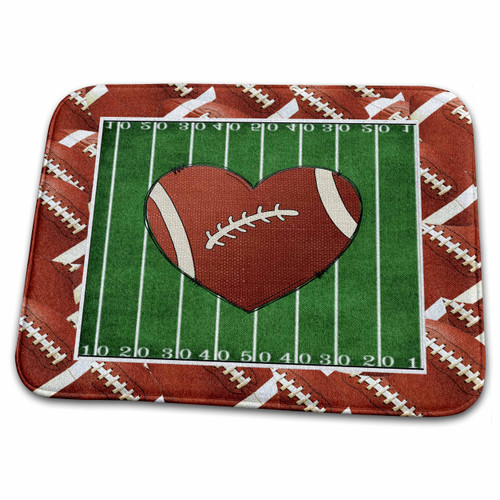 3dRose Image of Heart Shaped Football on Football Field, Football... - Dish Drying Mats (ddm-333626-1)