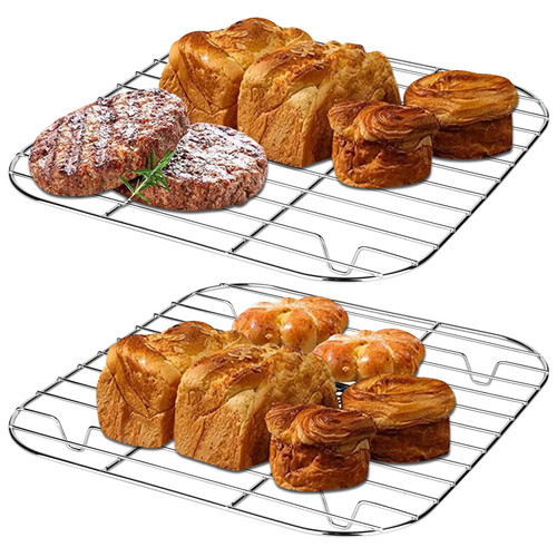 Cooling Racks for Cooking and Baking, Set of 2 Square Wire Racks Small Cookie Baking Rack 10 x 10 for Cooking Baking Roasting Grilling Drying, Oven & Dishwasher Safe 100%