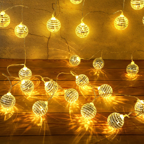 Nosiny 40 LED Disco Ball Mirror LED Party String Light Disco Party Decorations Mini Disco Ball Decor Disco Ball String Lights Indoor String Lights for Wall Tree Outdoor Indoor Patio Garden()