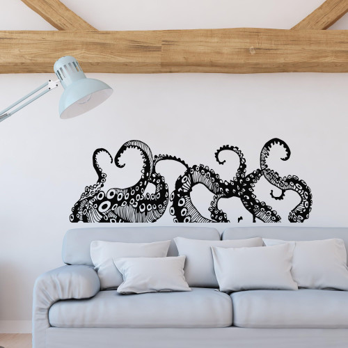 Vinyl Wall Decal Tentacles Octopus Kraken Marine Monster Stickers (ig4299) White