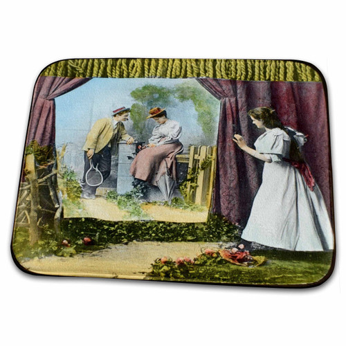 3dRose Magic Lantern Slide THE CURTAIN 1890 VICTORIAN WOMAN TENNIS - Dish Drying Mats (ddm-334968-1) 3dRose Magic Lantern Slide THE CURTAIN 1890 VICTORIAN WOMAN TENNIS - Dish Drying Mats (ddm-334968-1)