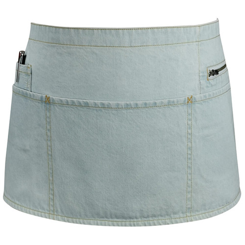 Aiden Brothers 100% Cotton Denim Unisex Waist Apron with Zipper Pocket & Pen Pocket, 11" X 23" (White)