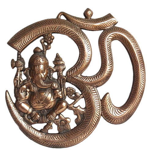 PARIJAT HANDICRAFT Matel Wall Hanging of Lord Ganesha Showpiece Best for Home Decor Ideal for Gifting Purposes (Om)