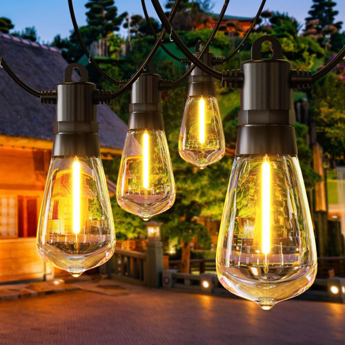 GPATIO Outdoor LED String Lights, 50FT Patio Lights with 15+1 Dimmable IP65 Waterproof Vintage ST38 Bulbs, 2200k Shatterproof for Backyard Gazebo Porch Garden Commerical Outside Decor Lighting