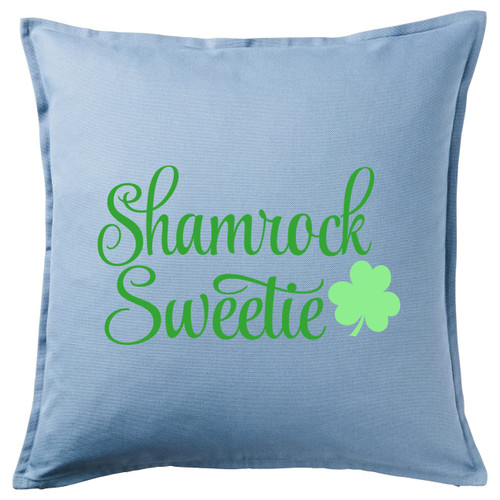 HARD EDGE DESIGN Shamrock Sweetie Light Blue Throw Pillow with Polyester Filling