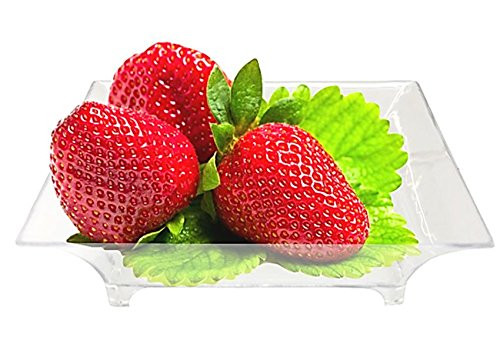 2.5" Mini Clear Plastic Square Dessert Plates. Pack Includes 50 Tasting Sample Hors D'oeuvres Plates.