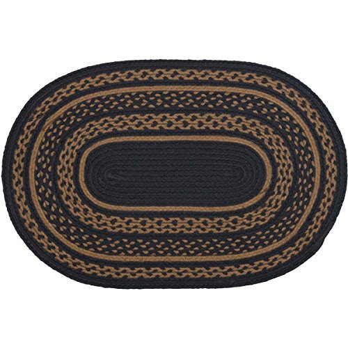 VHC Brands Classic Country Primitive Flooring-Patriot Navy Jute Blue Oval Rug, 1'8" x 2'6", Black VHC Brands Classic Country Primitive Flooring-Patriot Navy Jute Blue Oval Rug, 1'8" x 2'6", Black