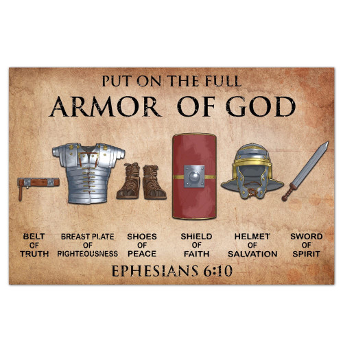 HOUVSSEN Armor of God Poster, Warriors of God, Victorious Christian Living Quotes, Jesus Vintage Metal Tin Sign 6 X 8 Inch, Cave Indoor Outdoor Wall Home Wall Decor Art.