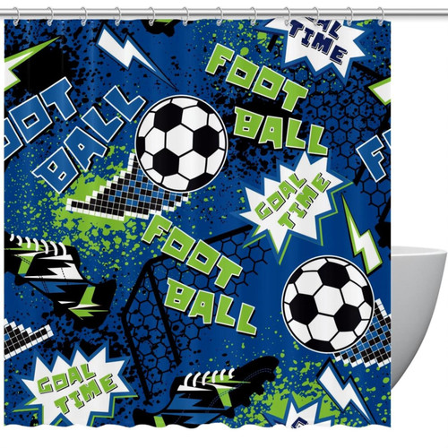 VAPOKF Shower Curtain for Bathroom Decor, Graffiti Grunge Football Sport Waterproof Polyester Fabric Bath Curtain Set with 12 Hooks - 60x72 Inches