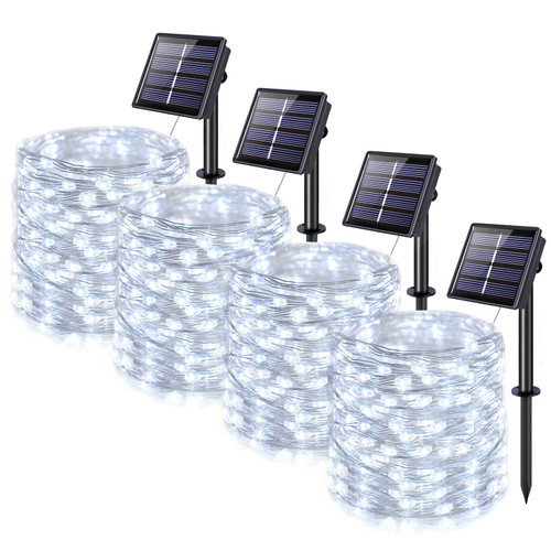 JMEXSUSS 4 Pack Solar Fairy Lights Outdoor, Each 66ft 200 LED White Solar String Lights Outdoor Waterproof, 8 Modes Copper Wire Solar Christmas Lights for Tree Garden Wedding Party Decorations JMEXSUSS 4 Pack Solar Fairy Lights Outdoor, Each 66ft 200 LED White Solar String Lights Outdoor Waterproof, 8 Modes Copper Wire Solar Christmas Lights for Tree Garden Wedding Party Decorations