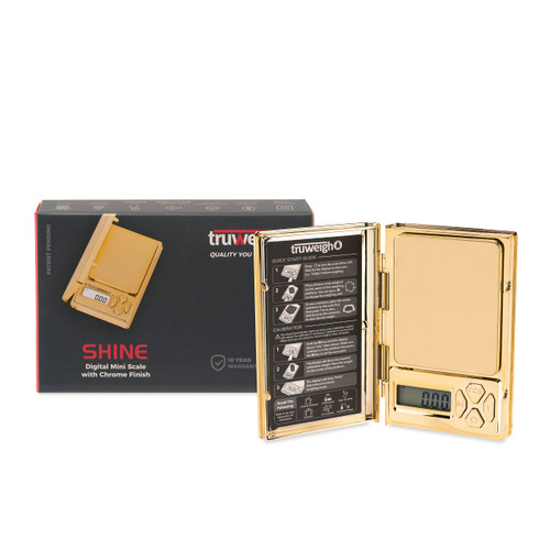 Truweigh Shine Digital Mini Scale - 100g x 0.01g Chrome Gold Scale - Iridescent Digital Food Scale - Digital Kitchen Scale - Pocket Scale - Jewelry Scale - Digital Gram Scale - Travel Digital Scale
