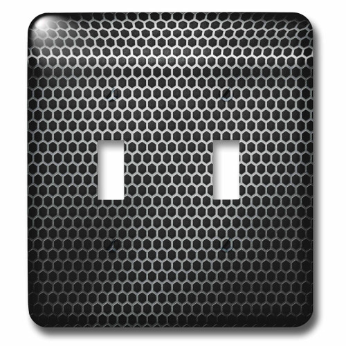 3dRose LSP_213608_2 Silver and Black Metal Effect Hexagon Pattern Double Toggle Switch