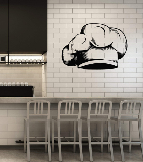 Vinyl Wall Decal Chef Hat Restaurant Kitchen Cook Food Cafe Stickers Mural Large Decor (g4561) Black Vinyl Wall Decal Chef Hat Restaurant Kitchen Cook Food Cafe Stickers Mural Large Decor (g4561) Black