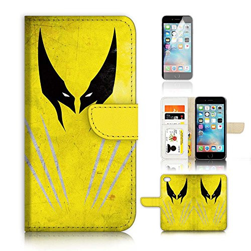 ( For iPhone 7 ) Flip Wallet Case Cover and Screen Protector Bundle A20035 Wolverine Super Hero
