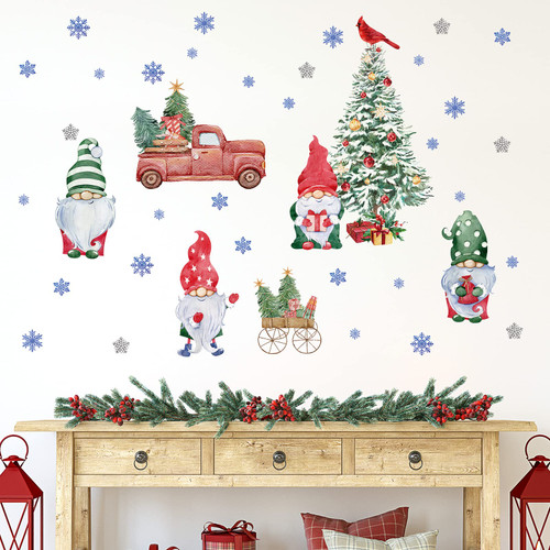 4 Sheets Large Christmas Gnomes Wall Decals Xmas Snowflake Walls Stickers Winter Truck Wall Decors Giant Gnomes Peel and Stick Wall Decals and 60 Pcs Snowfake Sticker for Winter Christmas Party Decor 4 Sheets Large Christmas Gnomes Wall Decals Xmas Snowflake Walls Stickers Winter Truck Wall Decors Giant Gnomes Peel and Stick Wall Decals and 60 Pcs Snowfake Sticker for Winter Christmas Party Decor