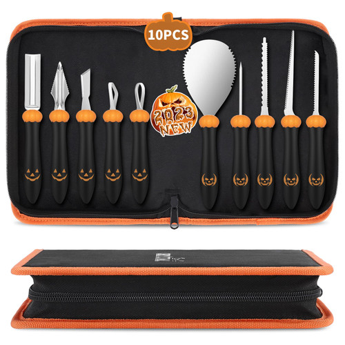 CHRYZTAL Pumpkin Carving Kit Tools Halloween, Professional Heavy Duty Carving Set, Stainless Steel Double-side Sculpting Tool Carving Kit for Halloween Decoration Jack-O-Lanterns, Gift for Halloween CHRYZTAL Pumpkin Carving Kit Tools Halloween, Professional Heavy Duty Carving Set, Stainless Steel Double-side Sculpting Tool Carving Kit for Halloween Decoration Jack-O-Lanterns, Gift for Halloween