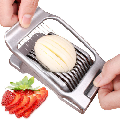 Egg Slicer for Hard Boiled Eggs, Egg and Strawberry Slicer Heavy Duty Aluminium and Stainless Steel Wire Multipurpose Egg Dicer for Soft Fruit Mushroom Egg Slicer for Hard Boiled Eggs, Egg and Strawberry Slicer Heavy Duty Aluminium and Stainless Steel Wire Multipurpose Egg Dicer for Soft Fruit Mushroom