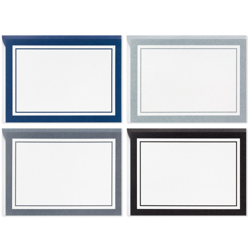 Hallmark Blank Cards Assortment with Organizer, Black & White Stripes (40 Flat Paneled Note Cards with Envelopes)