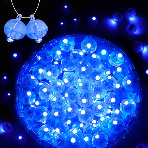 ZGWJ 100Pcs Led Balloon Lights, Mini Led Lights for Party Decorations Light up Balloons Neon Party Lights for Paper Lantern Easter Eggs Birthday Party Wedding Halloween Christmas - Flashing Blue
