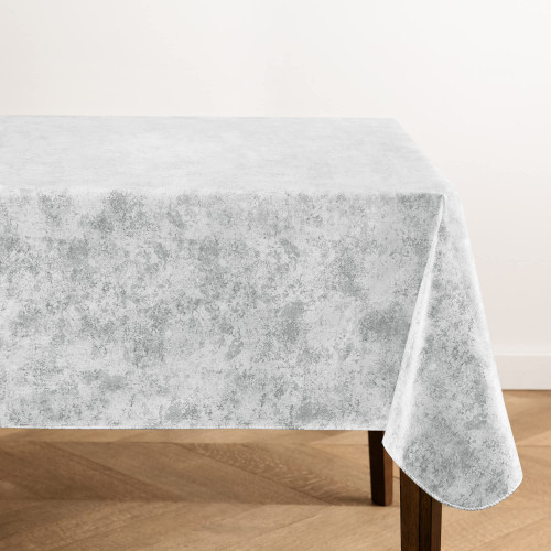 Elrene Home Fashions Mesa Marble Water- and Stain-Resistant Vinyl Tablecloth with Flannel Backing, 52 Inches X 52 Inches, Square, Gray/White
