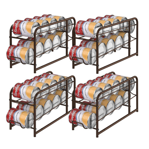 4 Pack - MOOACE Can Dispenser Rack, Stackable Can Storage Organizer Holder for Canned food Kitchen Cabinet Pantry Countertop, Bronze